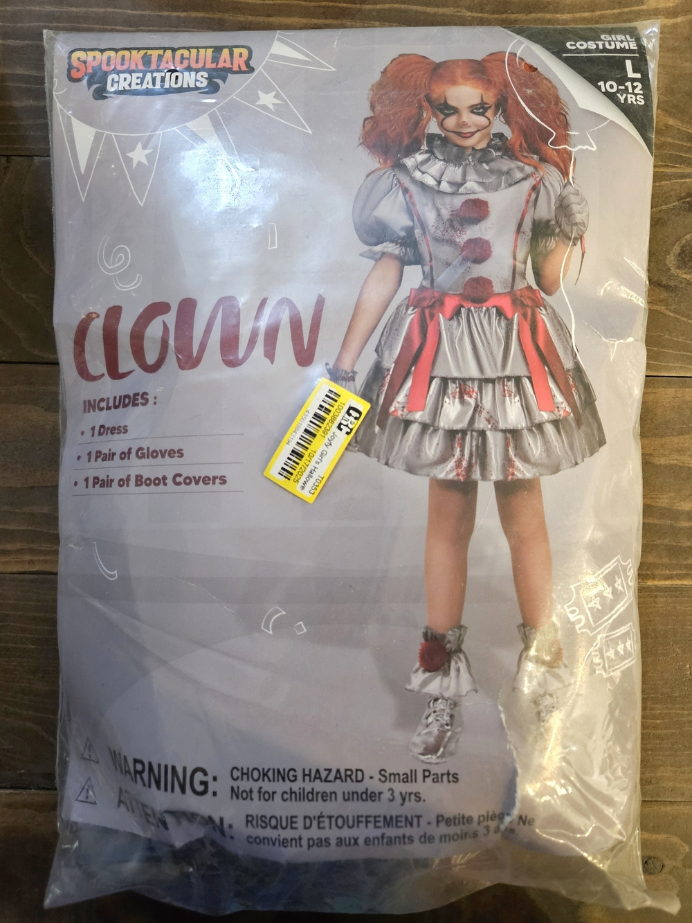 Spooktacular Creations Girls' Silver & Red Clown Costume - 10-12 yrs